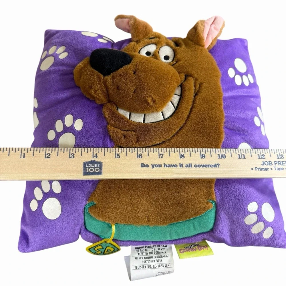 Vintage Scooby Doo 3D Embroidered Novelty Plush Throw Pillow Cartoon Network